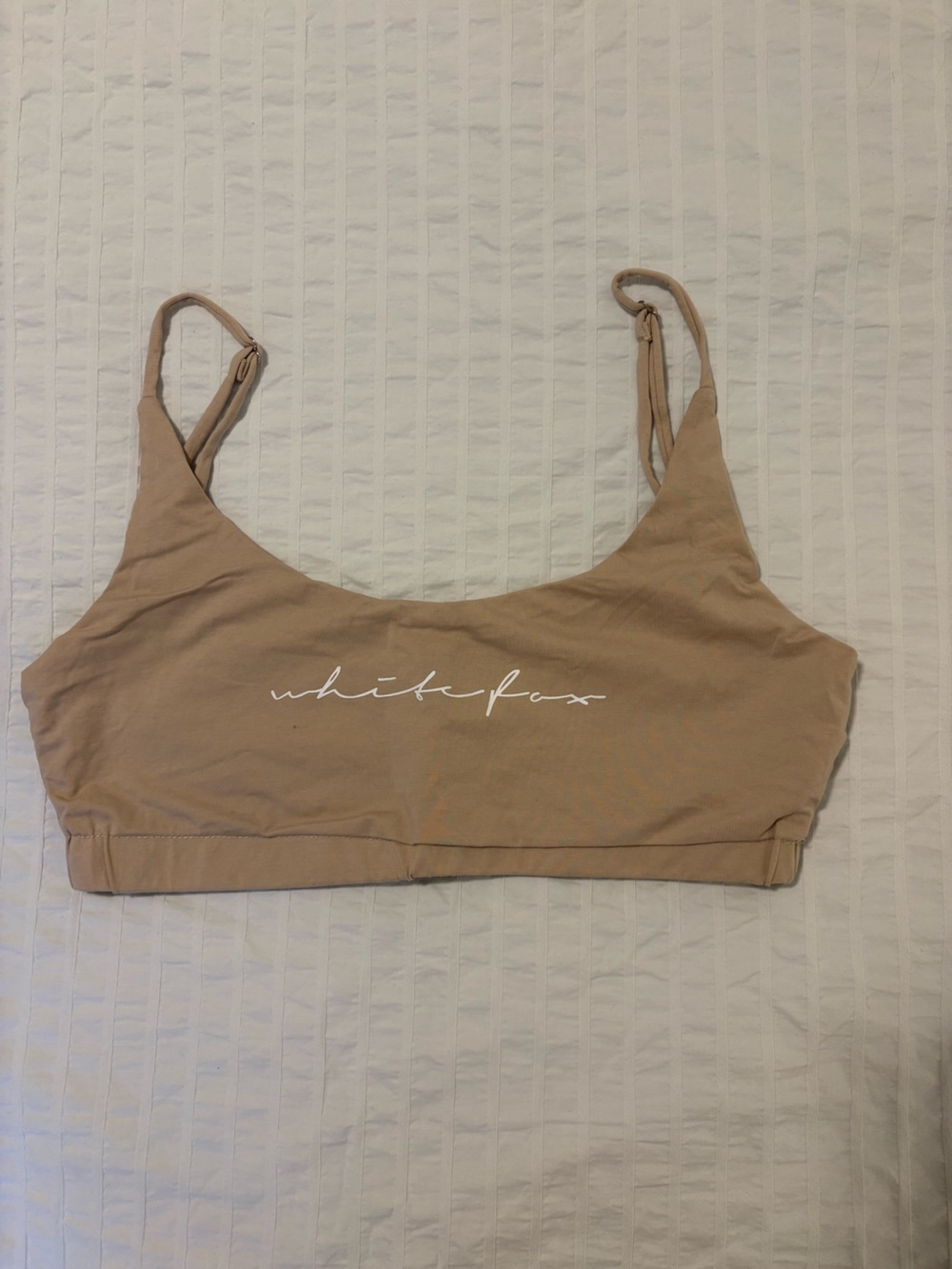White Fox Boutique Beige Script Bralette